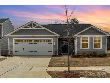 Charming gray home with a two-car garage and beautiful landscaping at 4255 Wild Ridge Dr, Charlotte, NC 28215