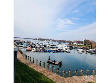 Scenic marina view with boats docked, offering a glimpse of waterfront living and recreational opportunities at 18783 Vineyard Point Ln, Cornelius, NC 28031