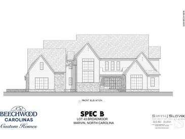 New construction home with a charming front elevation featuring stone accents and multiple windows at 1121 Mesa Way, Marvin, NC 28173