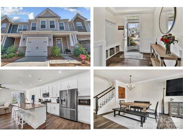 Collage of townhome showcasing exterior, entry, kitchen, and dining areas, highlighting the home's features at 2149 Bexar Trl, Matthews, NC 28105