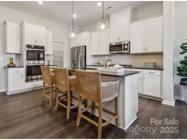 Stylish kitchen with a center island, stainless steel appliances, and custom cabinetry at 8650 Miles Gap Rd, Indian Land, SC 29707