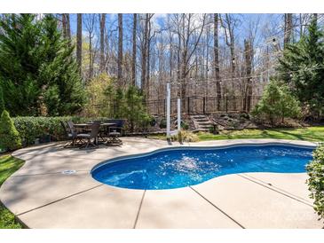 Beautiful in-ground pool with surrounding patio and outdoor seating at 270 Almora Loop, Mooresville, NC 28115