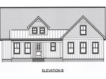 Charming home design showcases a modern exterior elevation with board and batten siding and inviting entry at 1503 Baileys Run, Gastonia, NC 28056