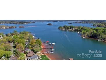 Expansive waterfront property featuring private docks, mature trees and stunning views of Lake Norman at 2792 Lakeshore Rd, Denver, NC 28037