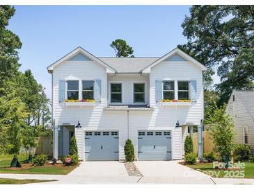 Charming two-story duplex with light blue shutters, flower boxes, and well-maintained landscaping at 2003 Ashley Rd # B, Charlotte, NC 28208