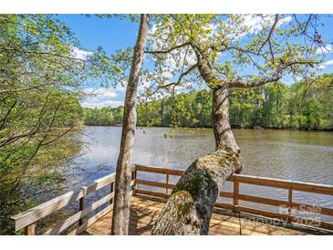 Scenic lake view from a wooden dock with mature trees and a serene waterfront atmosphere at 902 Cornelius Rd, Mooresville, NC 28117