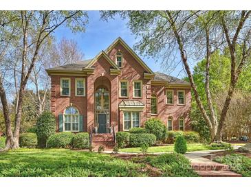 Traditional two-story brick home with lush landscaping, manicured lawn, and inviting curb appeal at 7117 Chadwyck Farms Dr, Charlotte, NC 28226