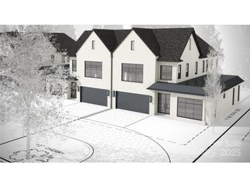 Rendering of a modern two-story home with a private driveway, two-car garage, and gray accents at 3131 Providence Rd # 1B, Charlotte, NC 28211