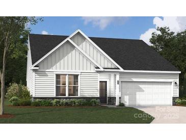 Charming single Gathering home with white siding, stone accents, and a well-manicured lawn at 920 Exeter Dr, Sherrills Ford, NC 28673