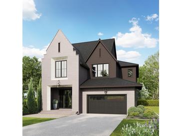 Charming two-story home with a mix of brick and wood siding, a dark roof, and a well-manicured front yard at 4105 Walker Rd, Charlotte, NC 28211