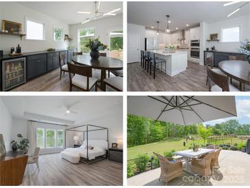 Collage of interior and exterior spaces, including kitchen, dining, bedroom, and patio at 2890 Westshore Pl, Denver, NC 28037