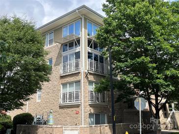 Modern condo building with stone facade, balconies, and ample natural light at 650 Raphael Pl, Charlotte, NC 28205
