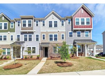 Charming townhomes with colorful exteriors, landscaped yards, and inviting walkways at 147 Morning Gap Pkwy, Fort Mill, SC 29715