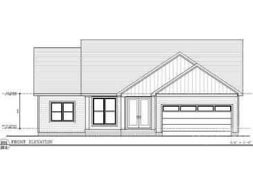 Front elevation of a home with a two car garage and covered front porch at 6203 Flay Rd, Cherryville, NC 28021
