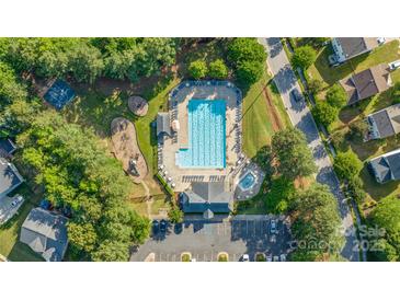 Aerial view of the community pool, playground, and surrounding greenery at 1707 Kashmir White Ln, Fort Mill, SC 29708