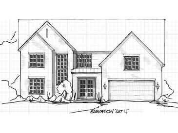 An elevation view of a two story home with a two car garage at 1223 Royal Prince Ct, Charlotte, NC 28226