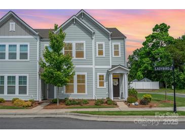 Charming two-story home with a well-maintained yard and welcoming front porch, perfect for a cozy neighborhood at 355 Ladybird Ln, Pineville, NC 28134
