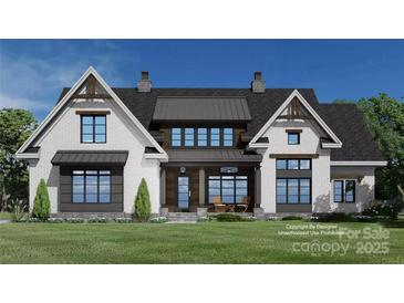 Stunning white brick home featuring modern farmhouse design elements, black trim, and manicured lawn at 0 Mineral Ln, Lincolnton, NC 28092