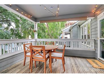 Charming outdoor patio area with wooden table and string lights, perfect for relaxing and entertaining guests at 433 W 8Th St # 66, Charlotte, NC 28202