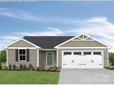 Charming single-story home showcasing a two-car garage and a neatly maintained lawn at 10127 Florentine Way, Charlotte, NC 28214