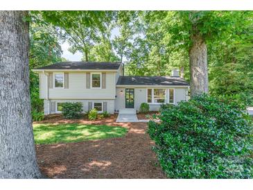 Charming home featuring a manicured lawn, mature trees, and inviting front entrance at 4014 Sulkirk Rd, Charlotte, NC 28210