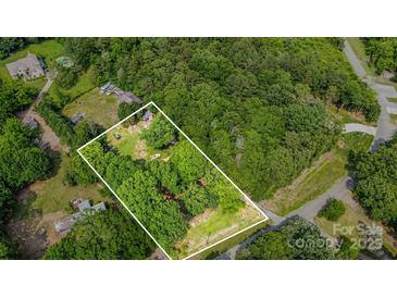 Expansive lot with mature trees, outlined in white, offers privacy and natural beauty at 11201 Johnson Davis Rd, Huntersville, NC 28078