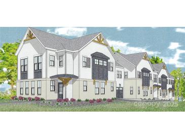 Beautiful exterior elevation with white siding, gray accents, and professional landscaping at 301 S Gardner Ave, Charlotte, NC 28208