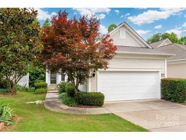 Charming home with a two-car garage, beautiful landscaping, and a well-manicured lawn at 17513 Hawks View Dr, Fort Mill, SC 29707