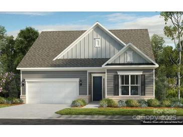 Charming single-Gathering home with gray siding, white trim, an optional metal roof, and a manicured lawn at 1479 Hubert Graham Way, Tega Cay, SC 29708