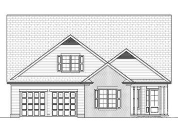 Charming single-story home showcasing a two-car garage, brick facade, dormer, and inviting front porch at 21027 Molly Harper Dr, Cornelius, NC 28031