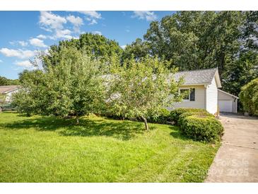 Charming ranch-style home with a lush, green lawn and mature trees in a desirable neighborhood at 3427 Wonderland Dr, Matthews, NC 28104