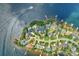 Aerial view of lakefront community with luxury homes and boat docks at 18019 Harbor Light Blvd, Cornelius, NC 28031