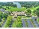 Aerial view of clubhouse near golf course and parking lot at 18019 Harbor Light Blvd, Cornelius, NC 28031