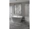 Contemporary bathroom features a freestanding tub, open shower, and neutral gray tones at 841 Lake Forest Dr # Hawthorne, Belmont, NC 28012