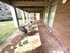 Enjoy outdoor living on this covered patio with brick flooring and comfortable seating at 2535 Fairfax Dr, Gastonia, NC 28054