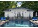 Elegant pool house with bright interior and poolside seating at 4016 Nettie Ct, Charlotte, NC 28211