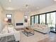 Bright living room with fireplace and sliding glass doors to balcony overlooking trees at 914 Laurel Creek Ln, Charlotte, NC 28211