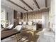 Modern kitchen with marble countertops, breakfast bar, and hardwood floors at 409 Queens Rd # 203, Charlotte, NC 28207