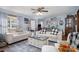 Living room with two sofas, coffee table, and large windows at 3220 Sawmill Rd, Hickory Grove, SC 29717