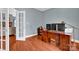 Bright home office with hardwood floors and built-in desk at 121 Pebble Creek Dr, Stony Point, NC 28678