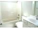 Clean bathroom with a bathtub, toilet, and vanity at 325 Jordan Ave, Spencer, NC 28159