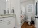 Bathroom with granite countertop and floral shower curtain at 2165 Smith Rd # 9, Clover, SC 29710