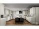 Virtually staged kitchen with white cabinetry, kitchen island, and modern appliances at 218 Fairway Dr, Shelby, NC 28150