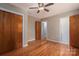 Spacious bedroom with hardwood floors and double door closet at 1571 Branchville Rd, Shelby, NC 28150