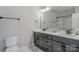 Bathroom with double vanity, gray cabinets and white countertop at 4212 Linville Way, Fort Mill, SC 29707