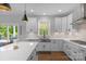 Modern kitchen with white cabinets, farmhouse sink, and an island at 4212 Linville Way, Fort Mill, SC 29707