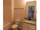 Clean bathroom with a shower/tub combo, toilet and granite vanity at 1169 Philbeck Rd # 12, York, SC 29745