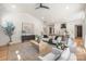 Spacious living room featuring an open layout, contemporary décor, hardwood floors, and seamless flow into the kitchen at 3945 Plainview Rd, Charlotte, NC 28208