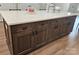 Large kitchen island with dark brown cabinets and white countertop at 204 Kimball Rd, China Grove, NC 28023