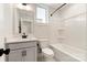 Cozy bathroom featuring a tub-shower combo, modern vanity, and ample lighting for a refreshing experience at 1413 Collier Walk Aly # Csw0106, Charlotte, NC 28205